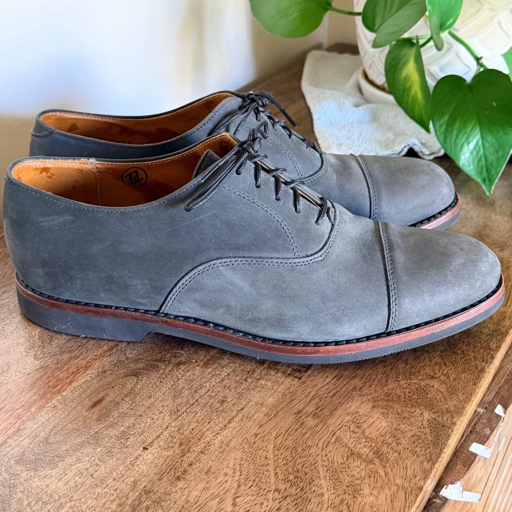 Cole Haan Country Edison Cap Toe Oxfords Mens 9.5D Grey Nubuck USA Made Heritage